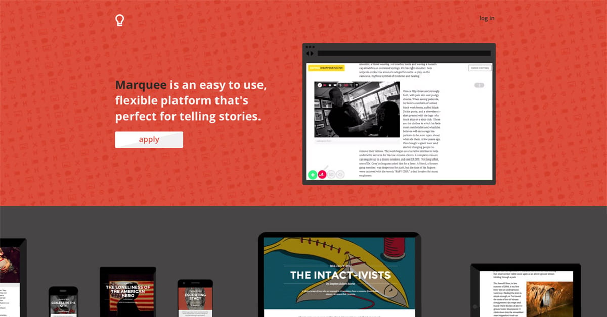 Website Using Marquee Marquee — One Page Website Award
