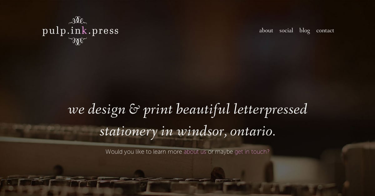 Pulp Ink Press - One Page Website Award