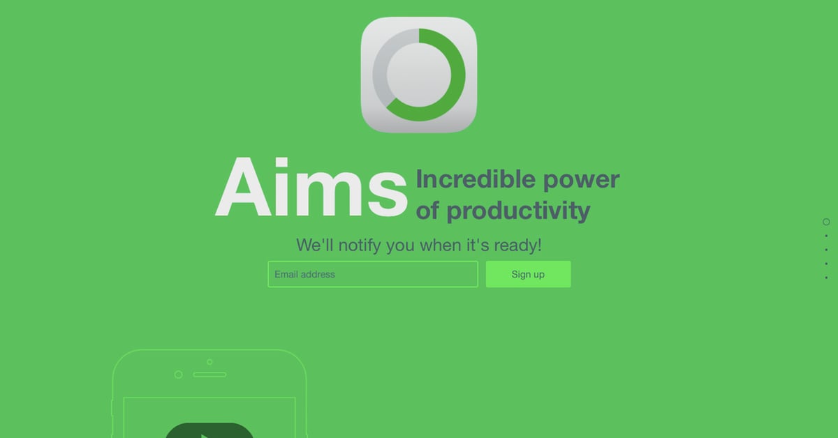Aims — One Page Website Award