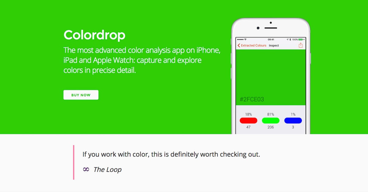 Colordrop — One Page Website Award