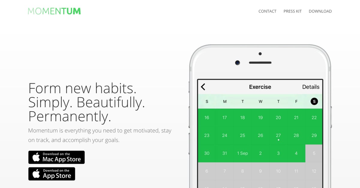 Momentum — One Page Website Award