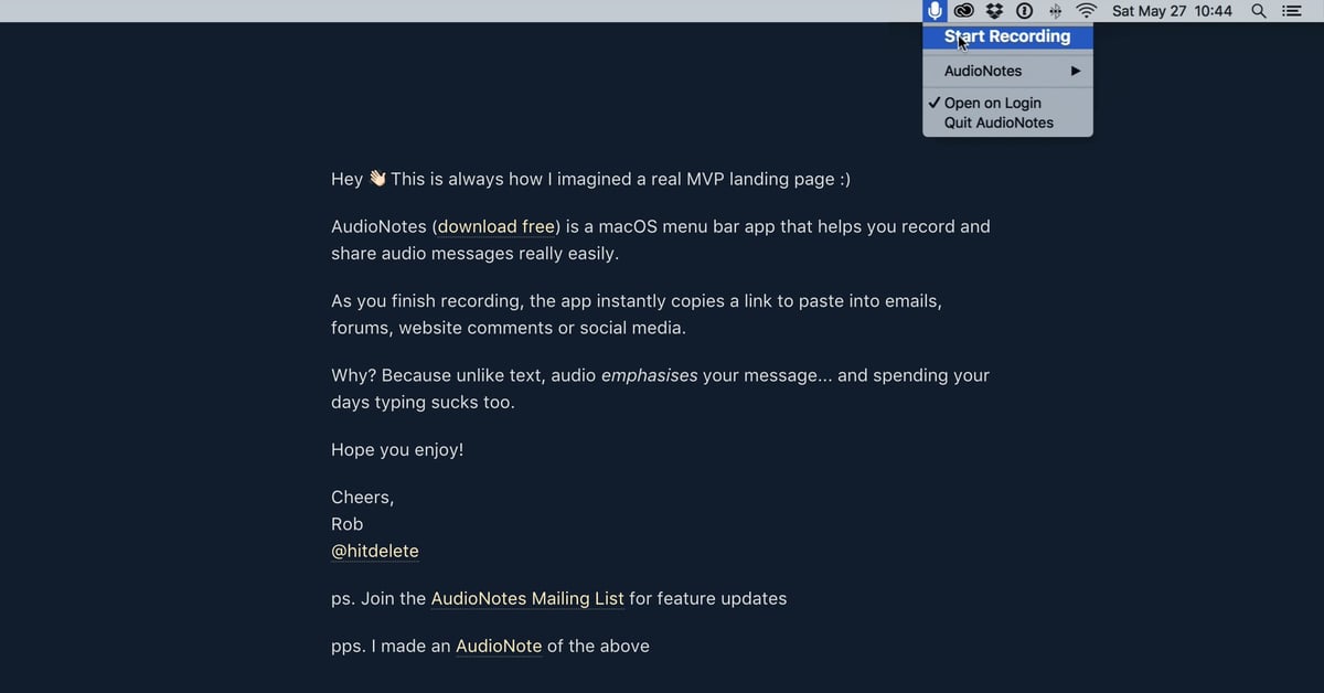 One Button Audio Notes AudioNotes — One Page Website Award