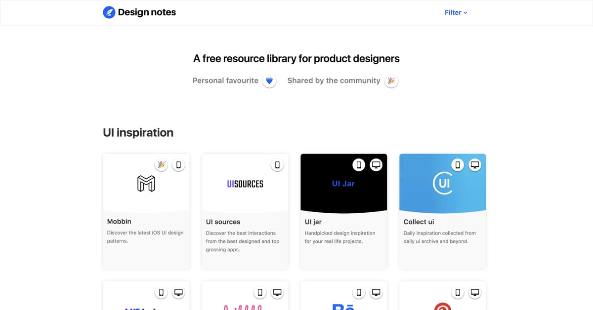 Design Notes — One Page Website Award