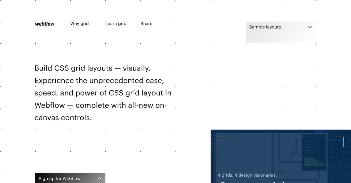 Build CSS Grid Layouts Visually – Webflow — One Page Website Award