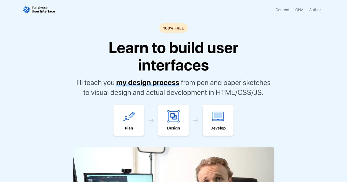 Ui Full Stack Course Images Full Stack UI — One Page Website Award