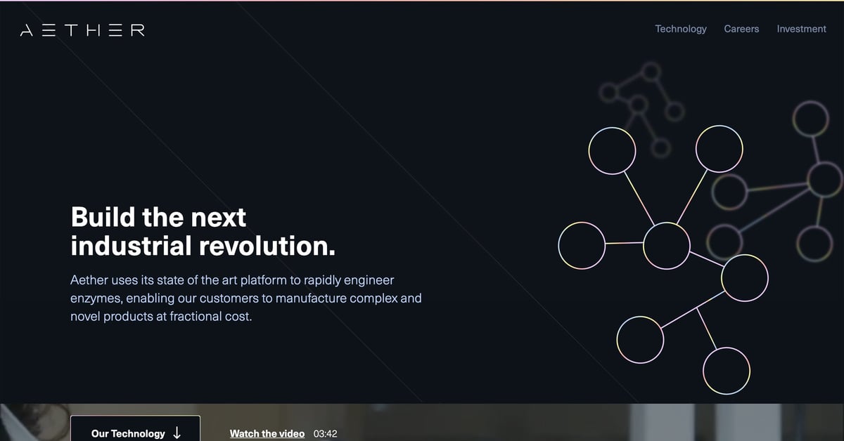 Aether Bio — One Page Website Award