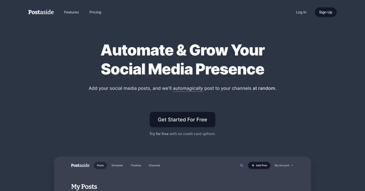 Postaside — One Page Website Award