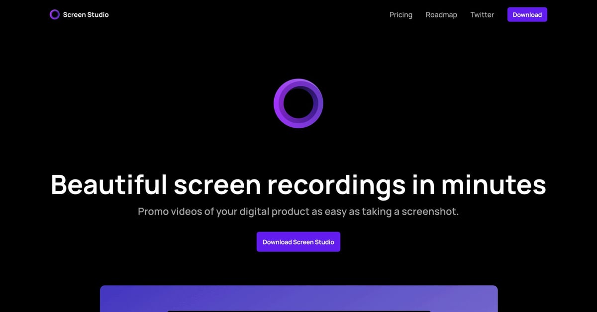 Screen Studio — One Page Website Award