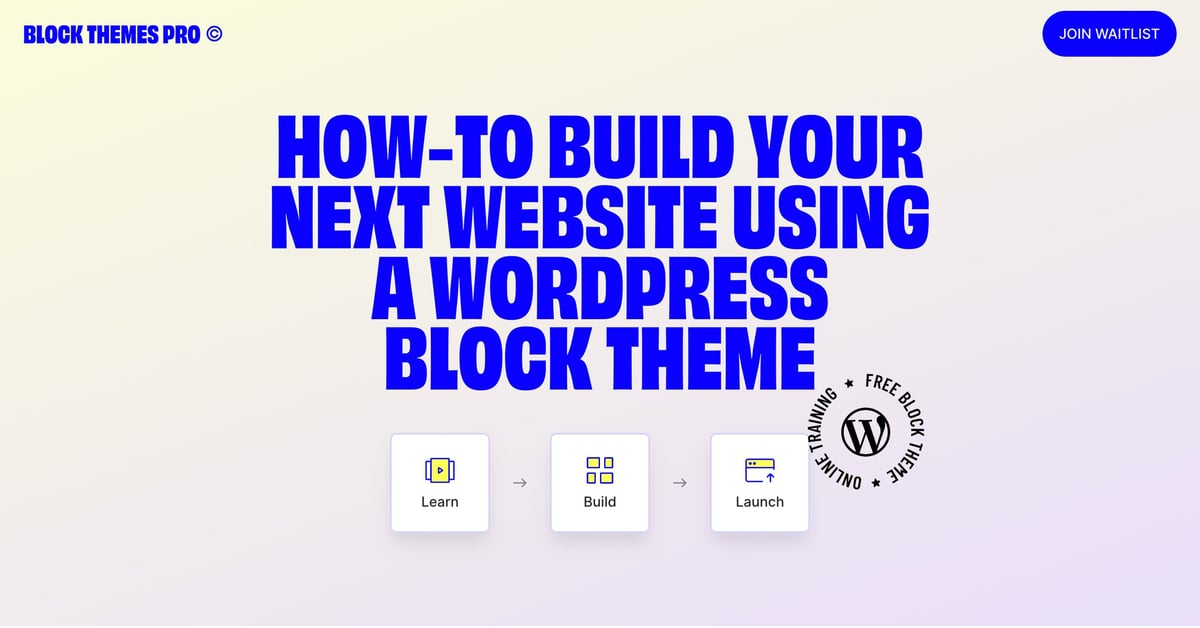 Block Themes Pro Course — One Page Website Award