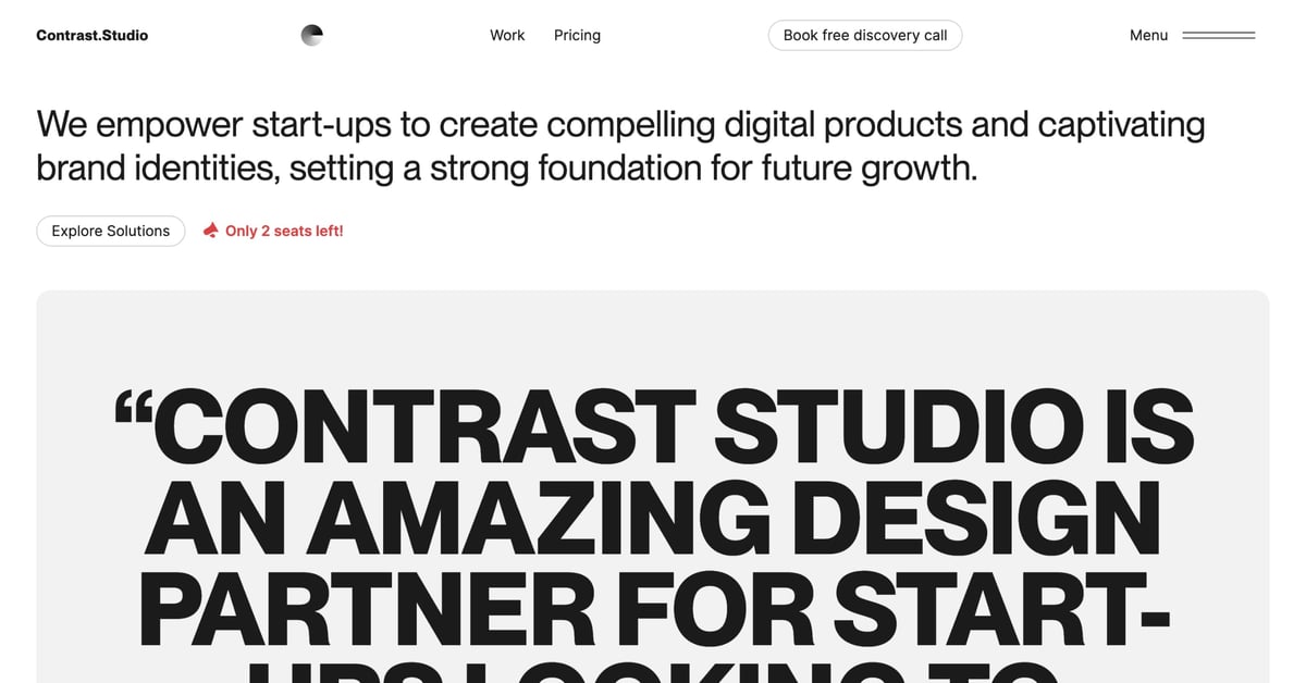 Contrast Studio — One Page Website Award