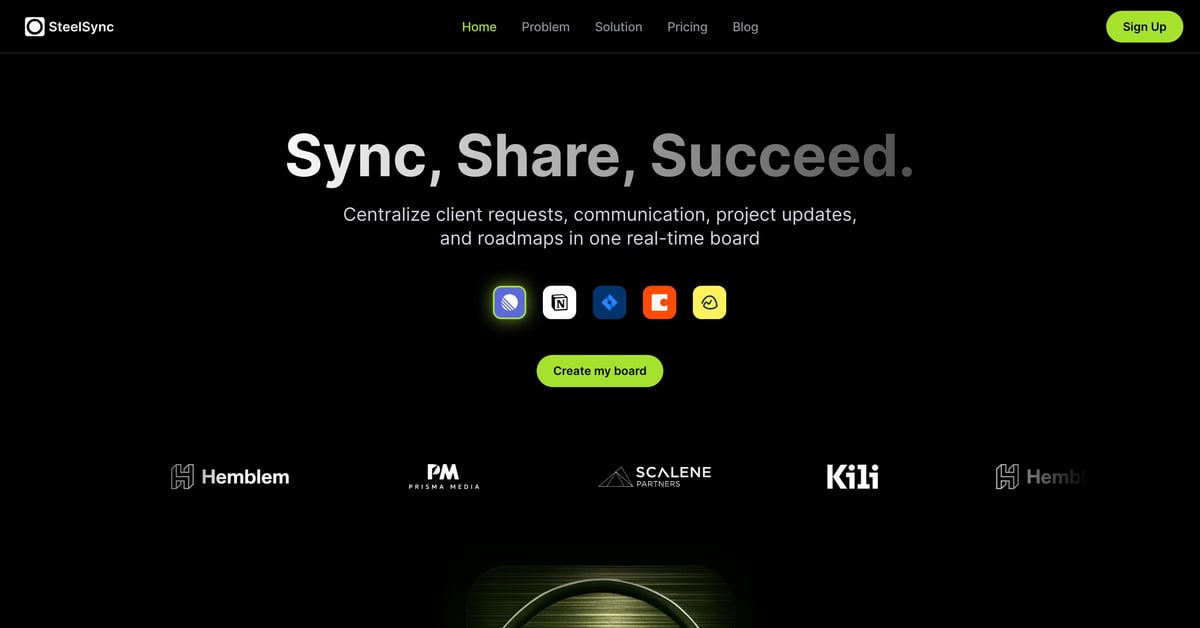 SteelSync — One Page Website Award