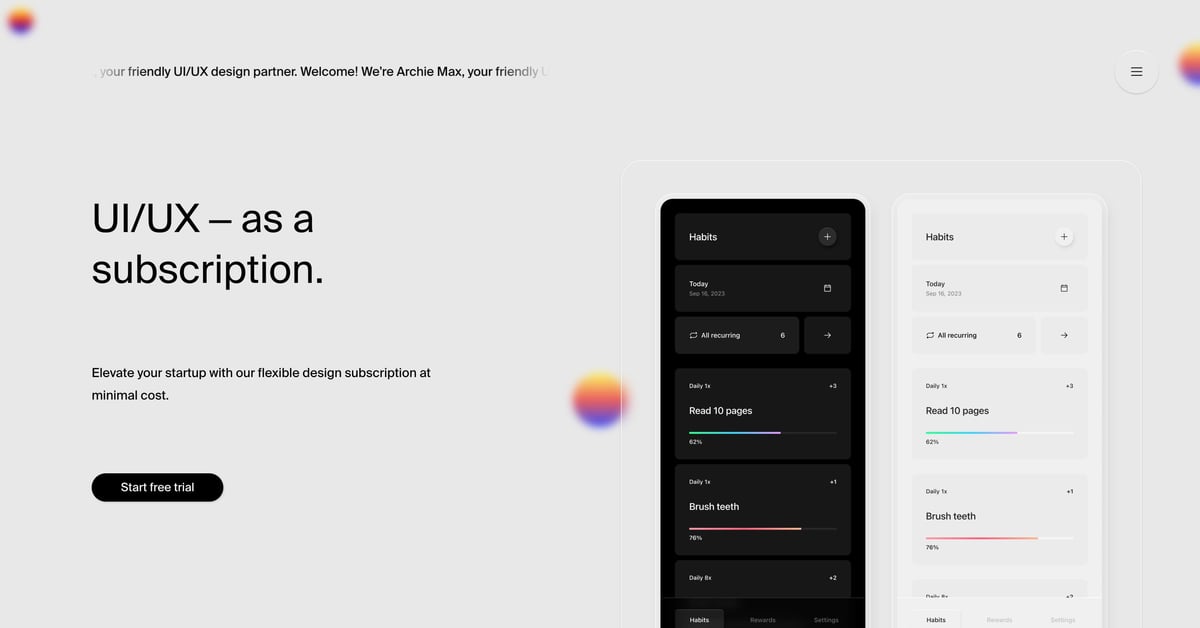 Archie Max — One Page Website Award