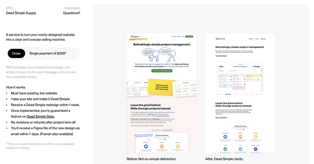 Dead Simple Supply — One Page Website Award