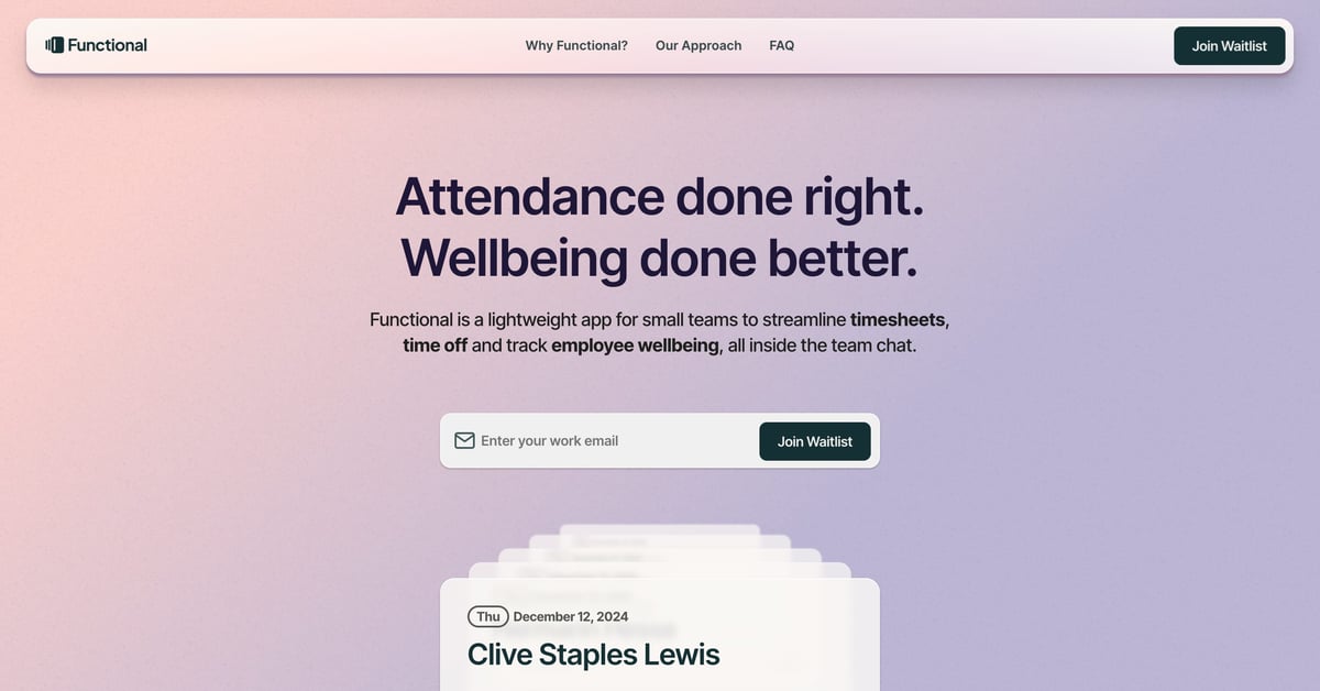 Functional — One Page Website Award