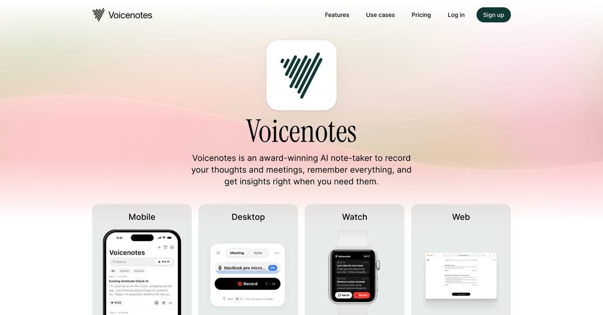 One Button Audio Notes Voice Notes — One Page Website Award