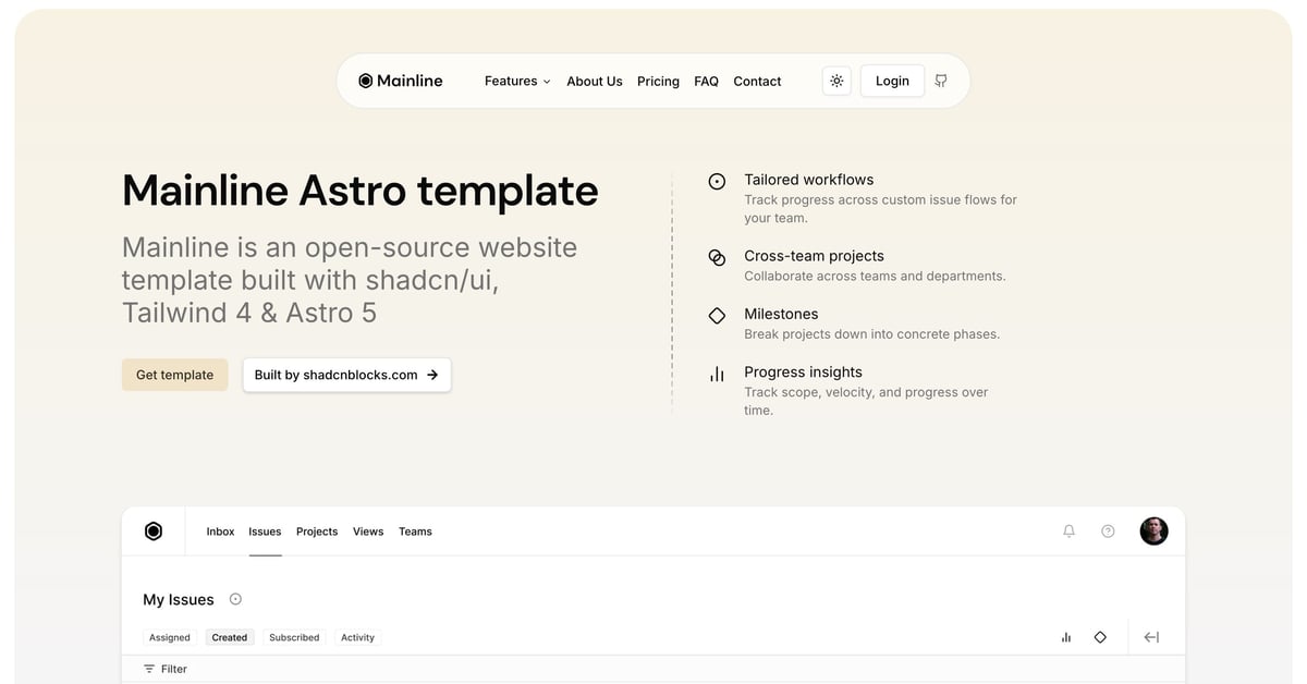 Mainline Astro - Template Review and Demo