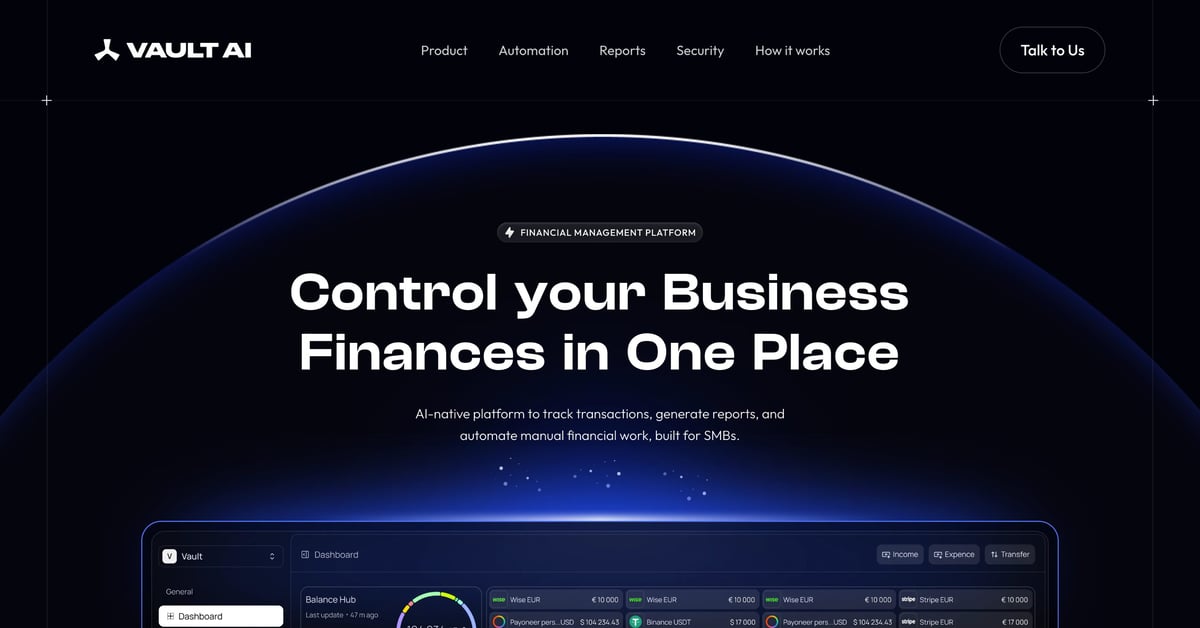 Vault AI One Page Website Award