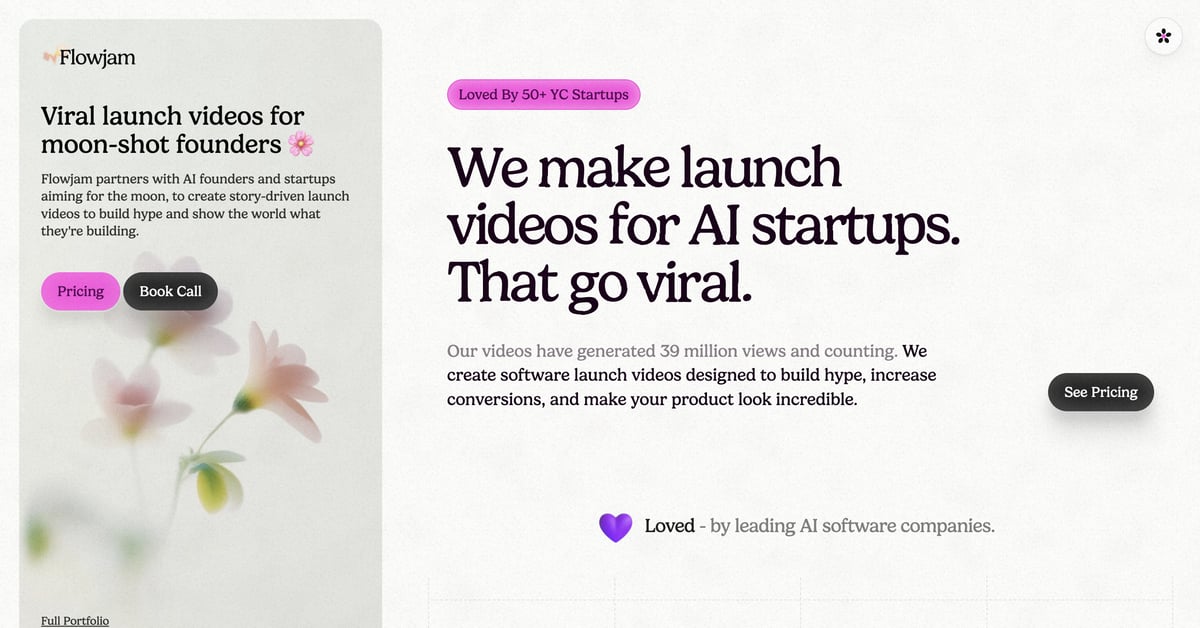 Flowjam — One Page Website Award