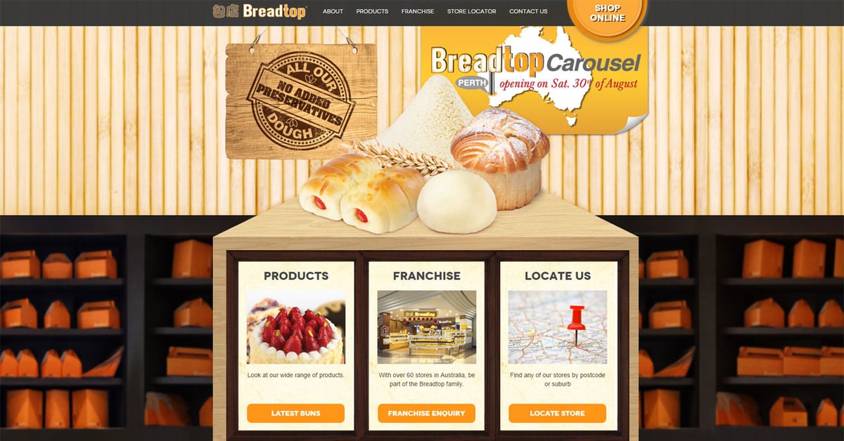 Breadtop — One Page Website Award