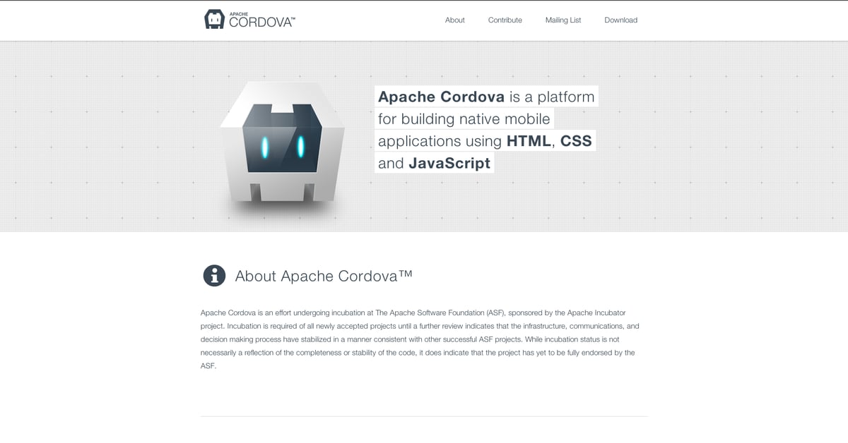 Apache Cordova — One Page Website Award