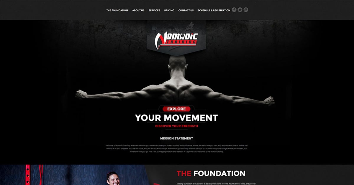 Nomadic X Nomadic X Training — One Page Website Award