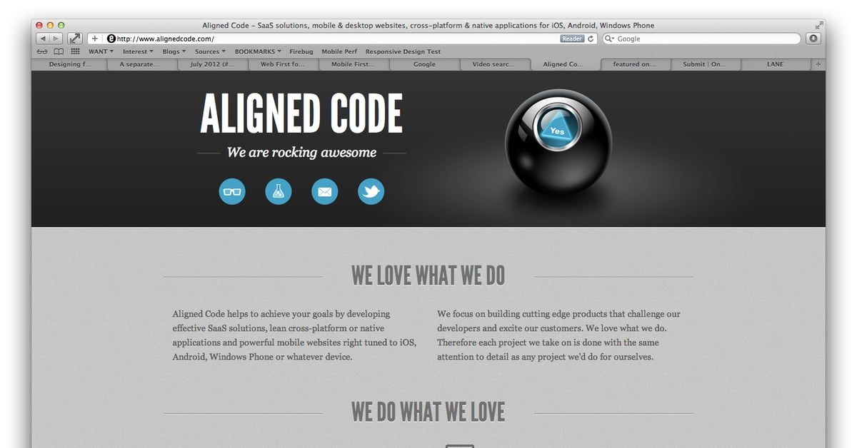 Aligned Code Inc. — One Page Website Award