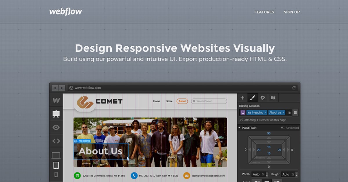 Webflow — One Page Website Award