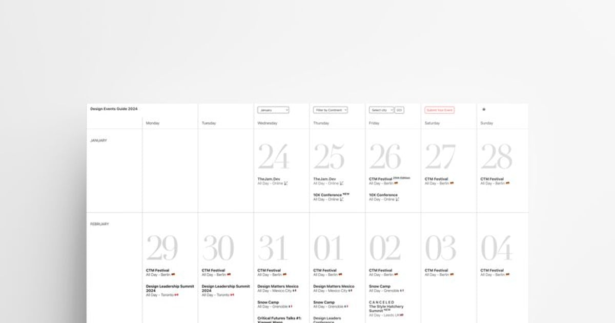 Design Events Guide 2024