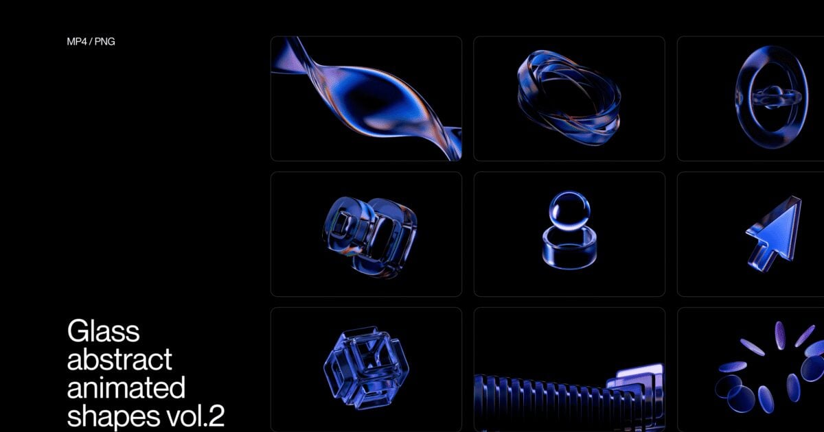 Glass abstract animated shapes