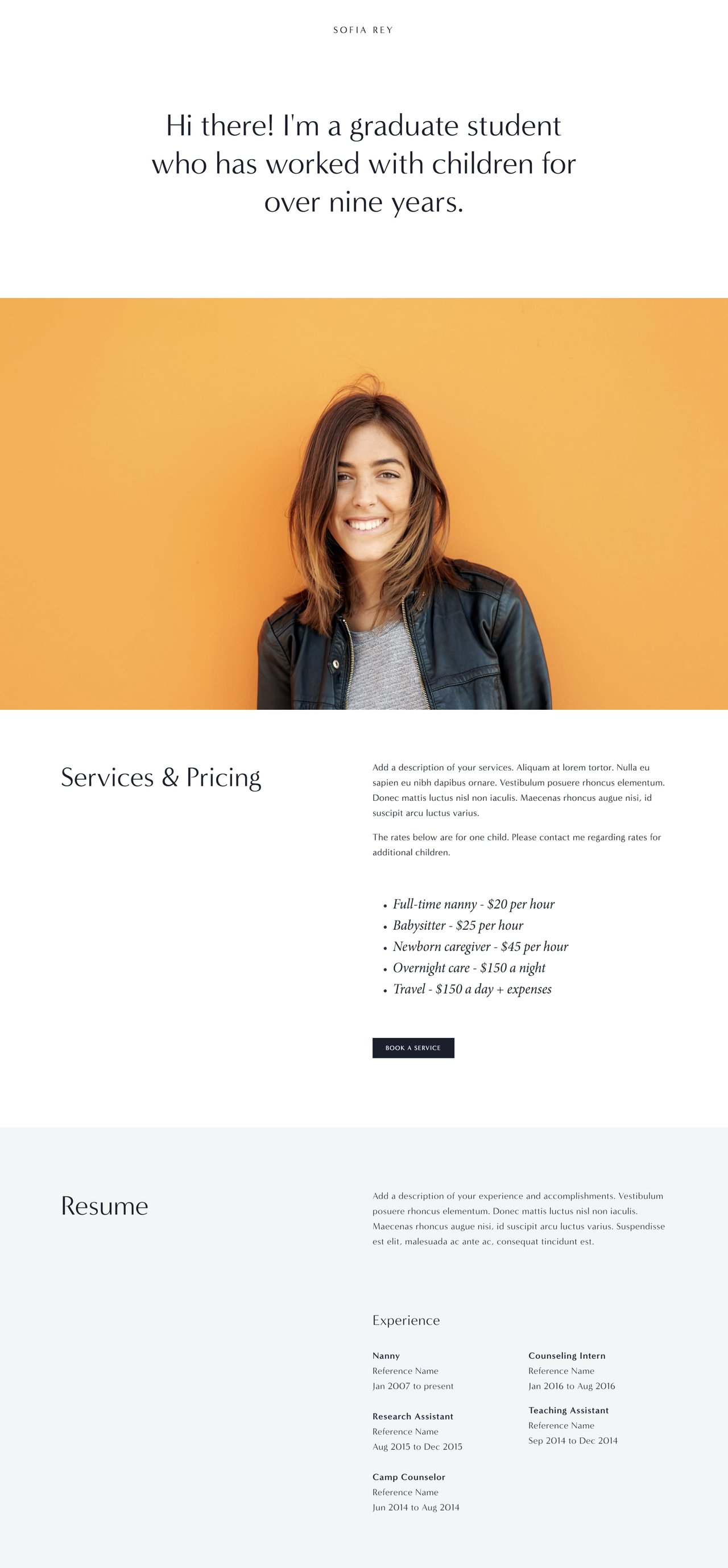 Sofia Squarespace Template Screenshot