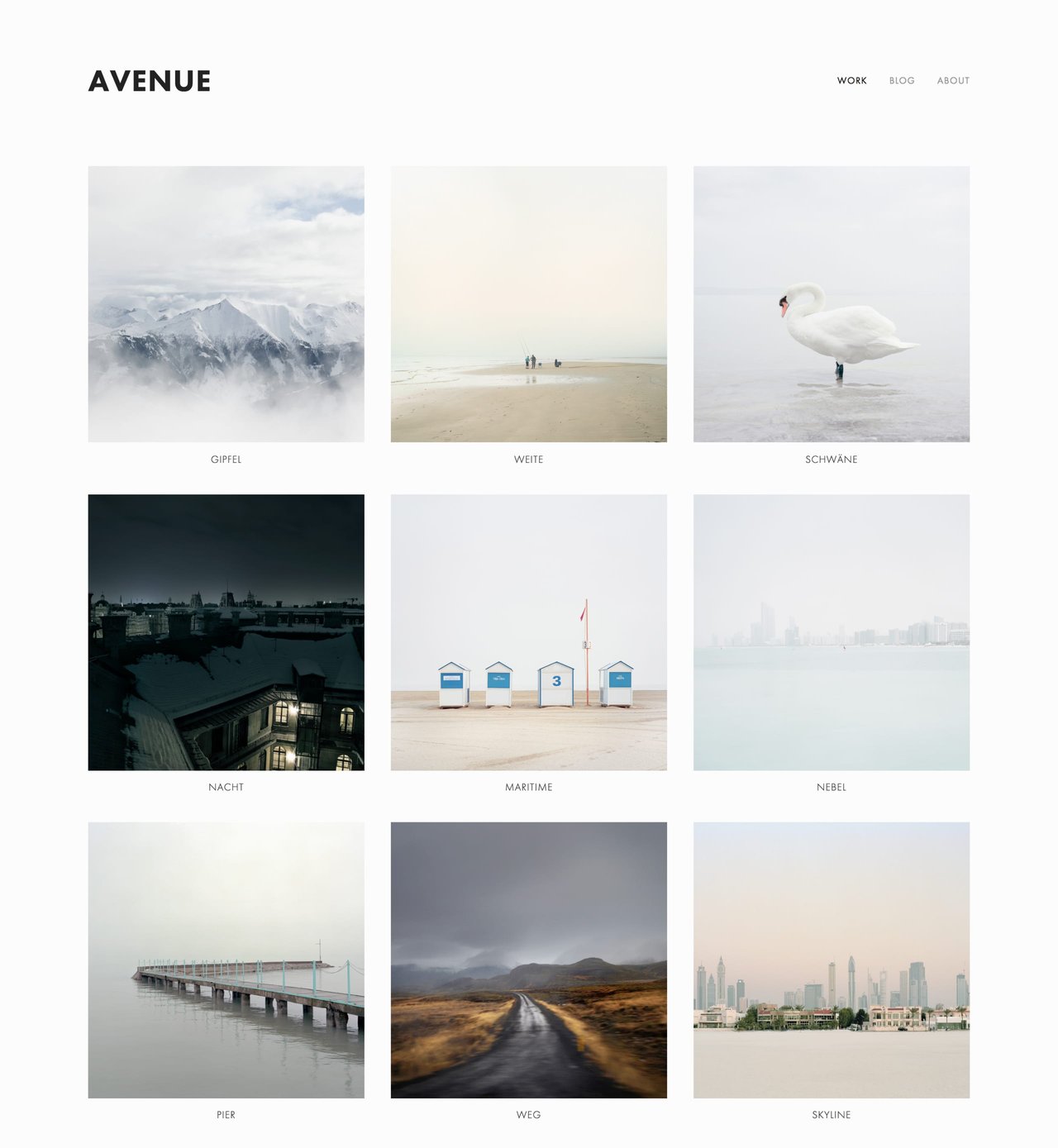 Avenue Template - Home page is a portfolio grid layout Screenshot