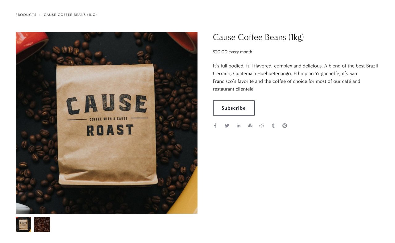 Subscription product page preview Screenshot