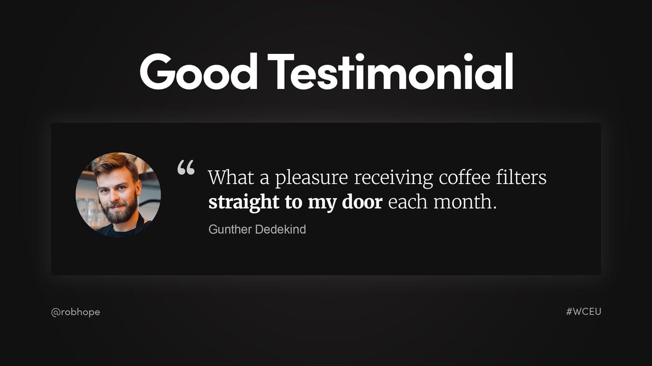 Landing Page - Good Testimonial example Screenshot