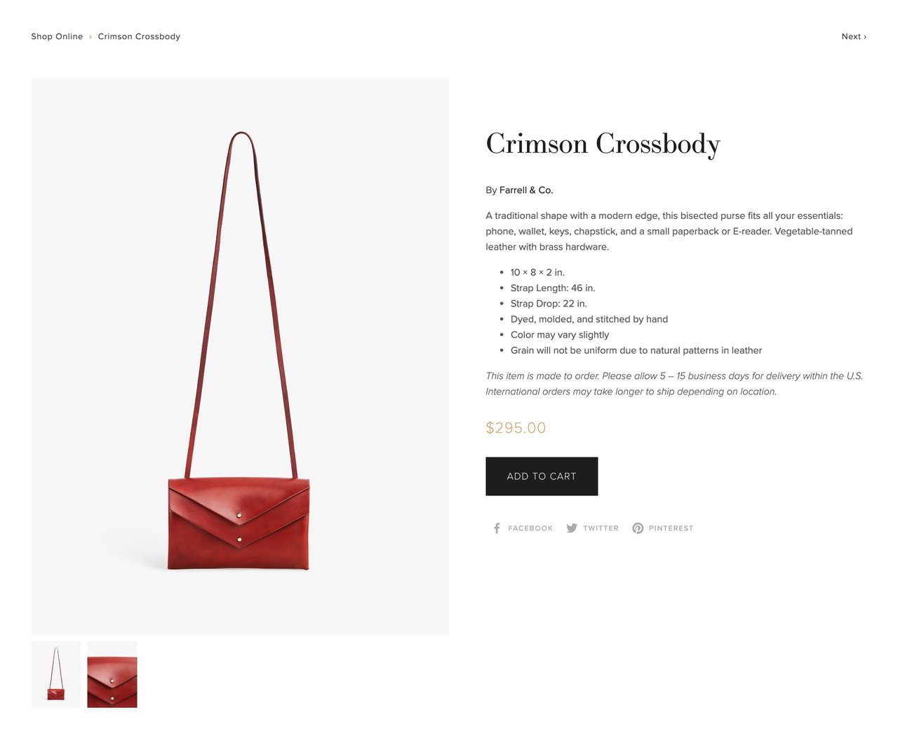 Squarespace Hyde Template - Product Page Screenshot