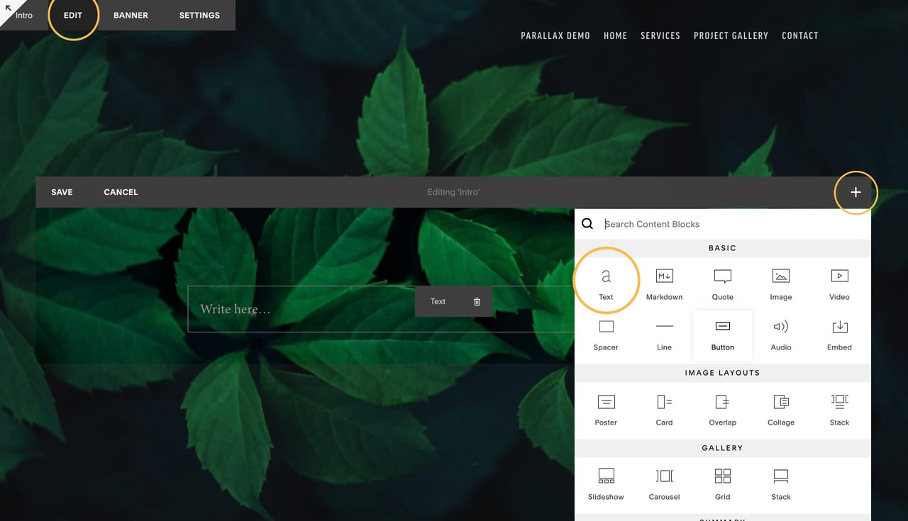 Add an background image to a blank section Screenshot