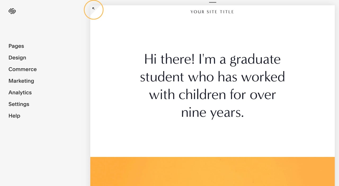 Squarespace website editor access arrow Screenshot