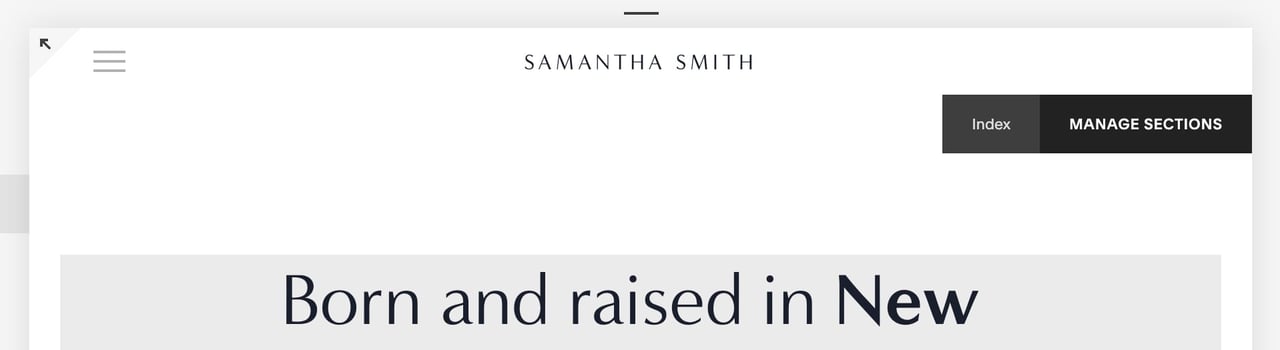 Squarespace Manage Sections button Screenshot