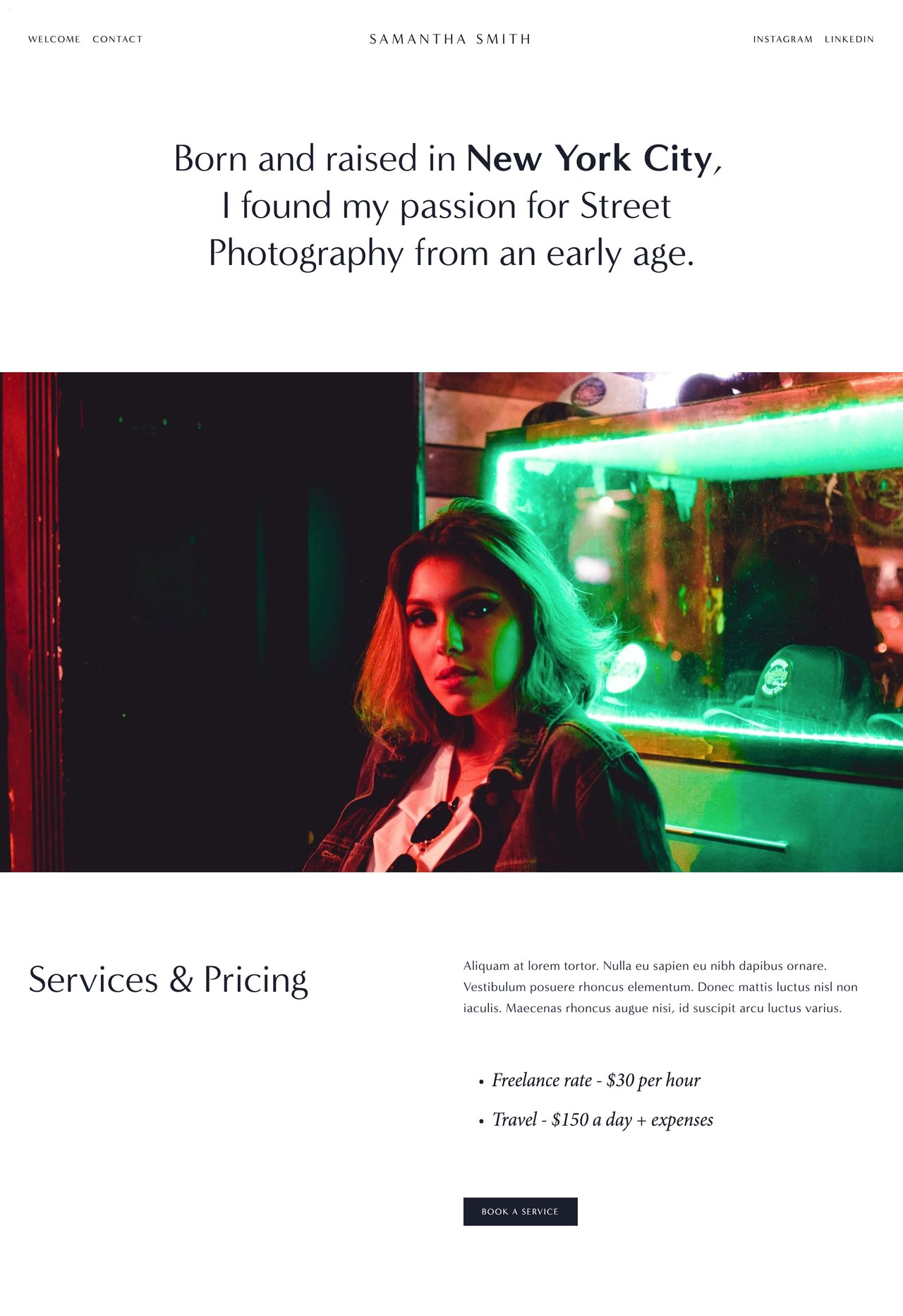 Squarespace website preview Screenshot