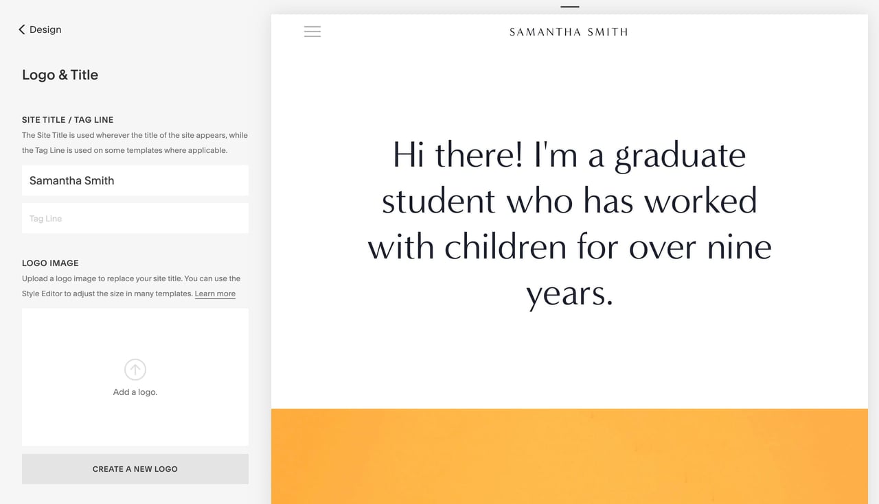 Set Squarespace site title Screenshot