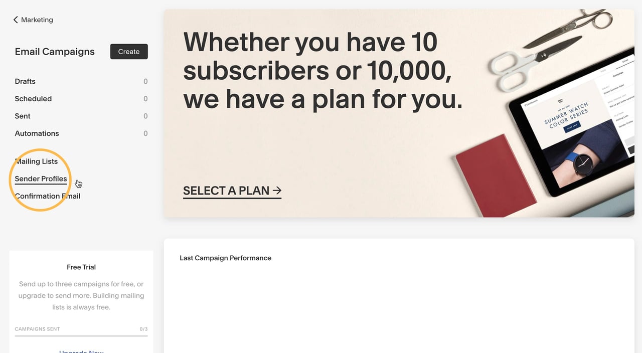 Open up your Sender Profile Screenshot