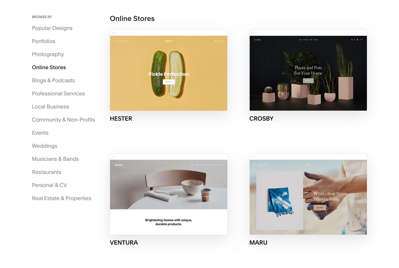 Squarespace Ecommerce Templates Screenshot