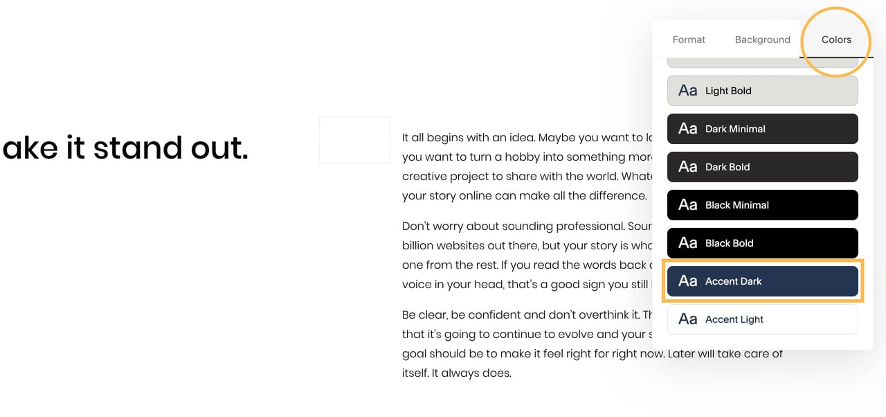 Changing section design aesthetic Screenshot