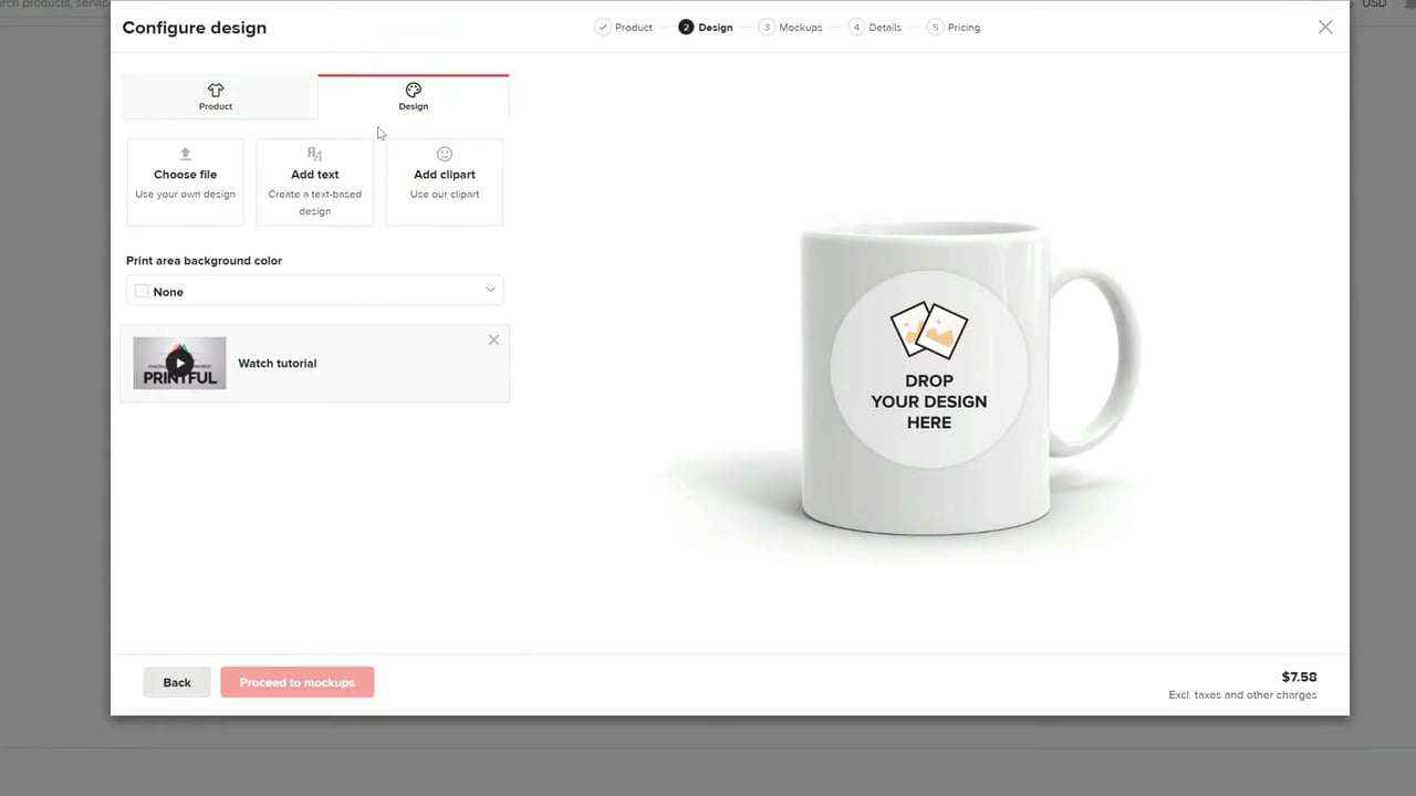 Squarespace Printful integration - design customization Screenshot