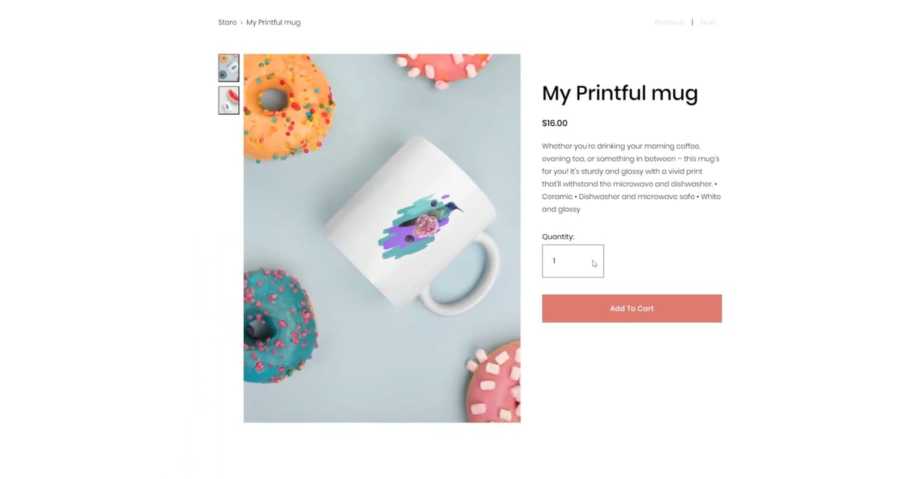 Squarespace Printful integration - final product Screenshot