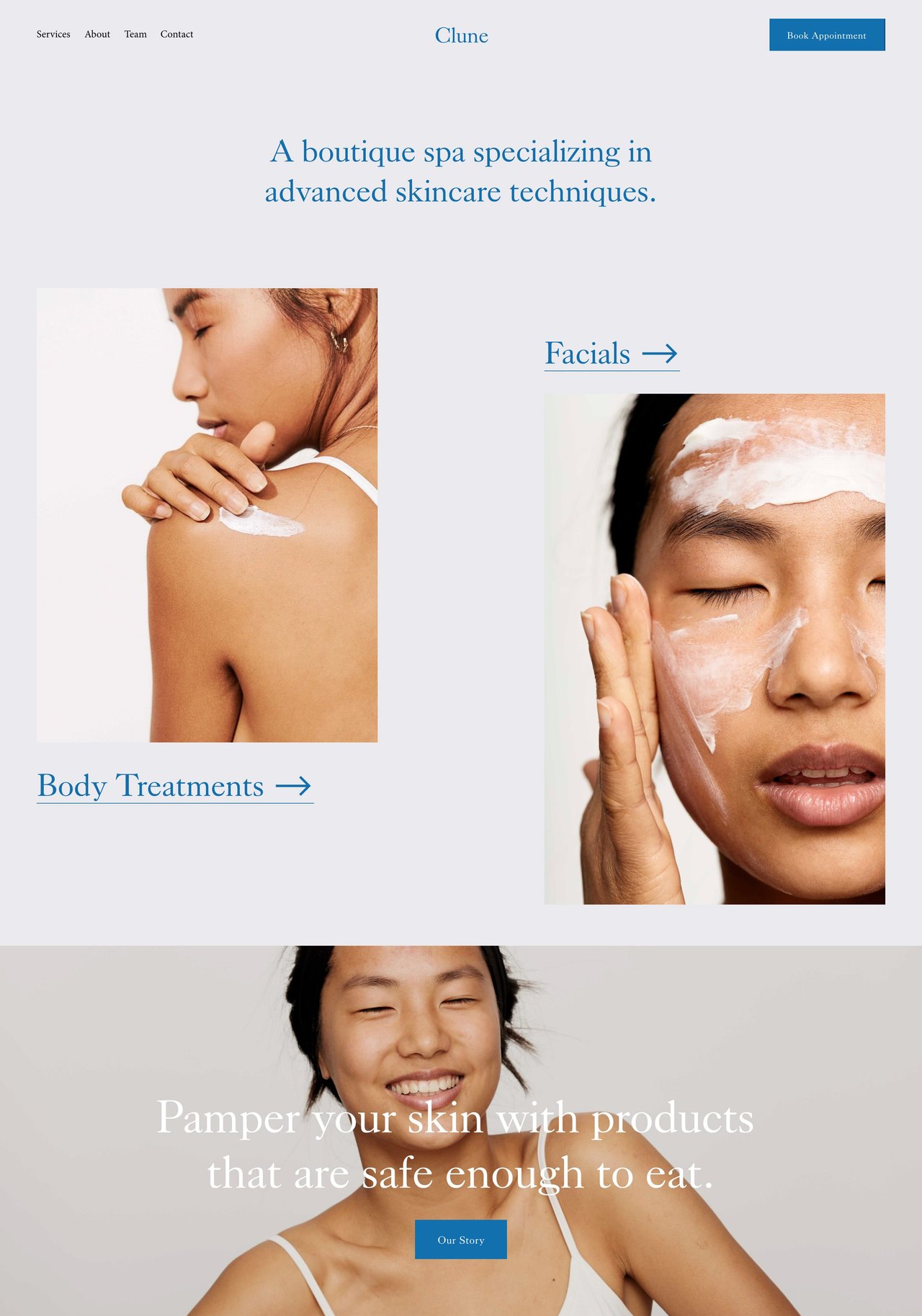 Squarespace Clune Template - Home Preview Screenshot