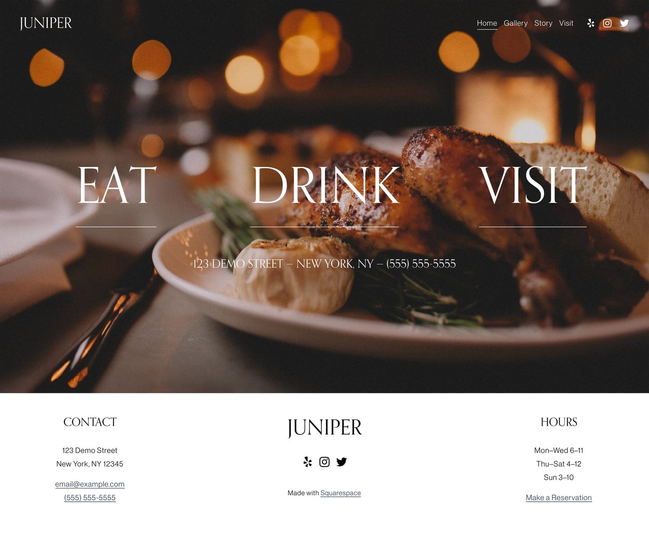 Squarespace Juniper Template - Home Preview Screenshot