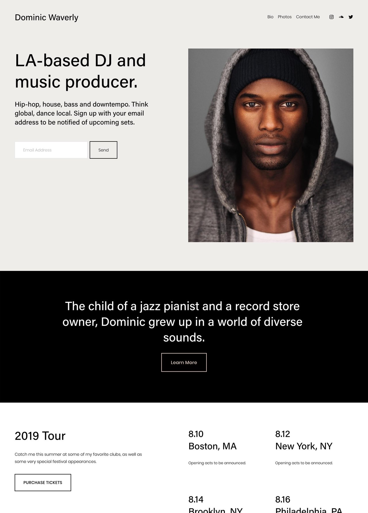 Squarespace Waverly Template - Home Preview Screenshot