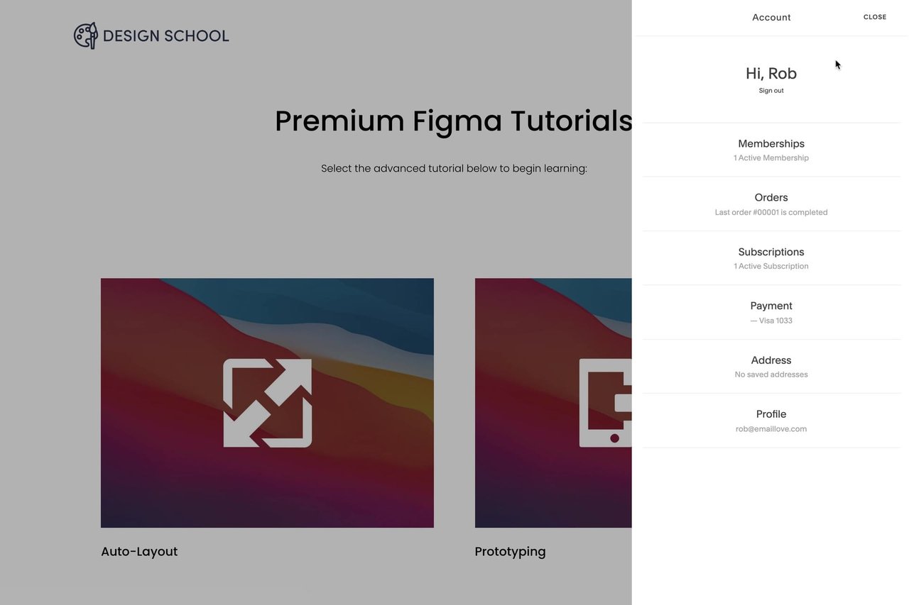 Squarespace Member Areas - Member Navigation View Screenshot