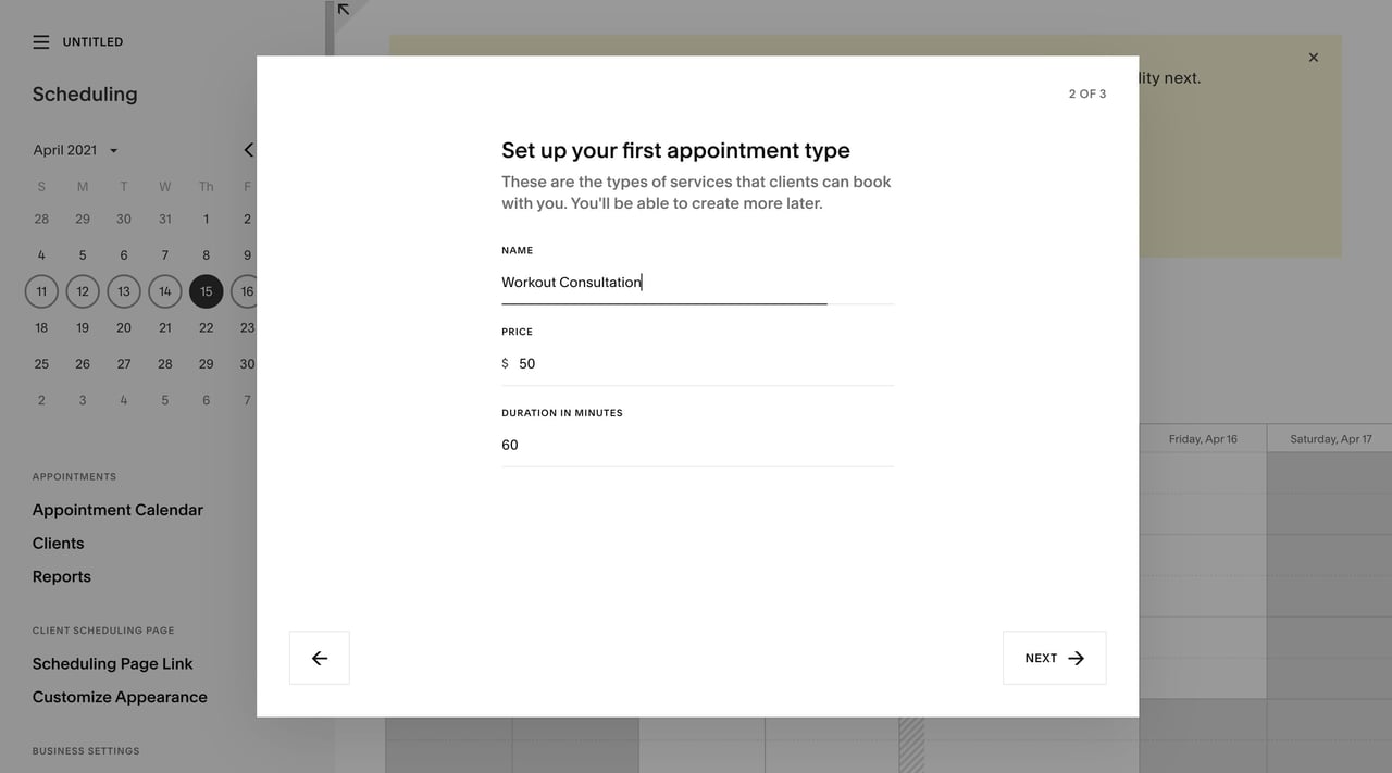Acuity - On-boarding 2 of 3 Screenshot