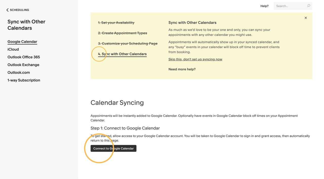 Acuity - Syncing Calendars Screenshot